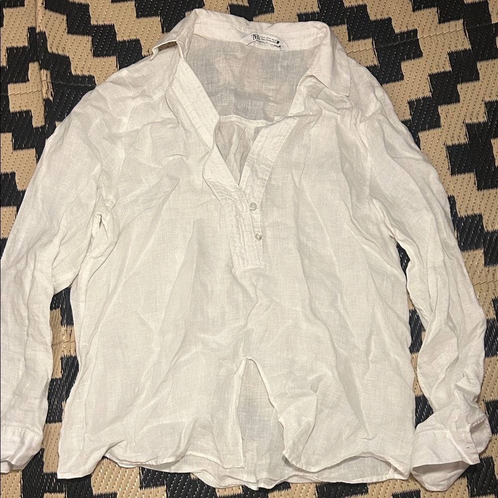 Zara White Linen Tunic